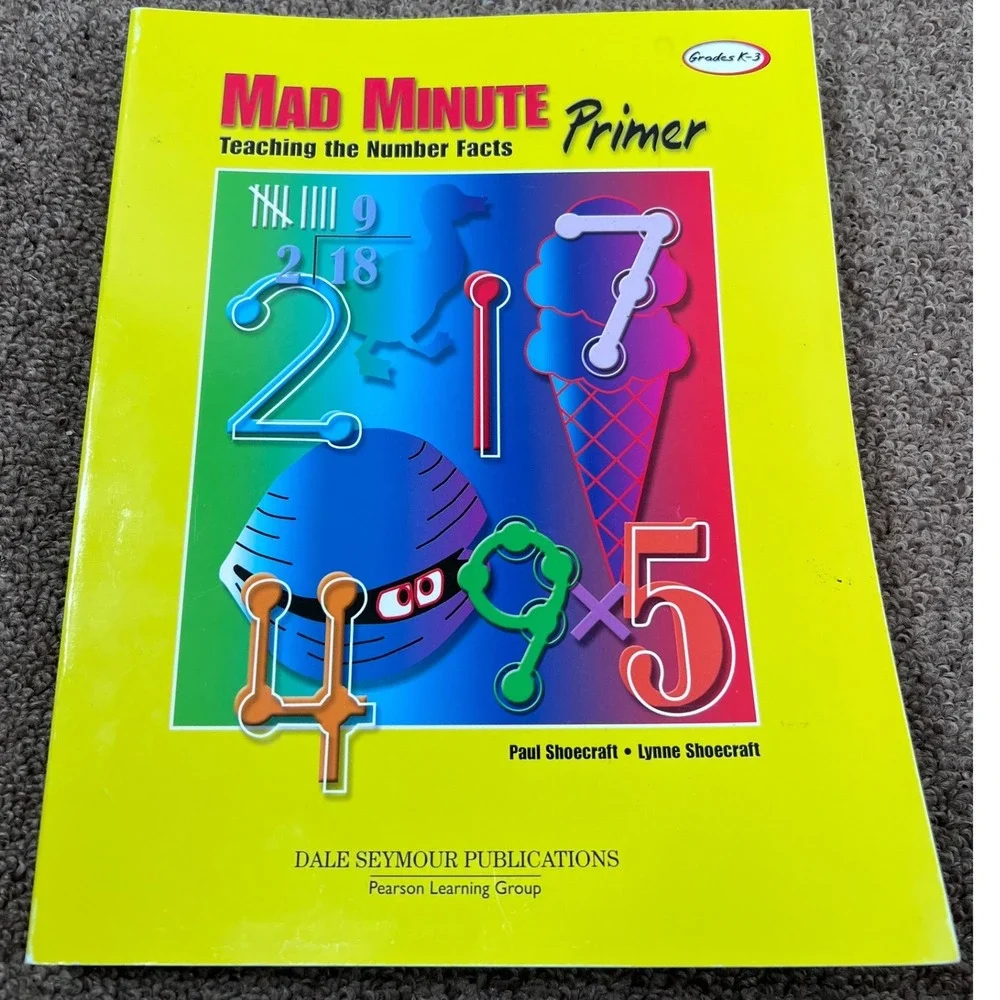 Dale Seymour Mad Minute Primer Workbook Grades K-3 Yellow TouchMath Excellent
